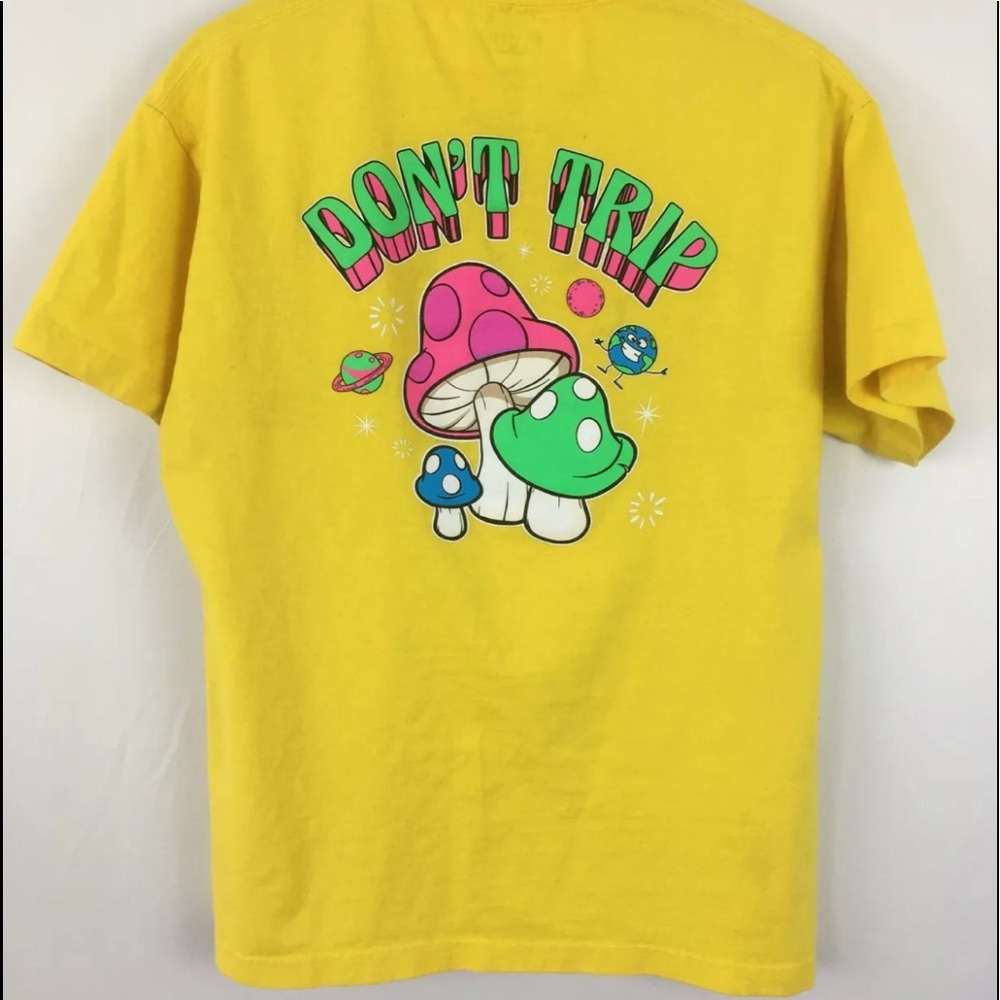 Eldon Mushroom Don't Trip Unisex Yellow T-shirt
